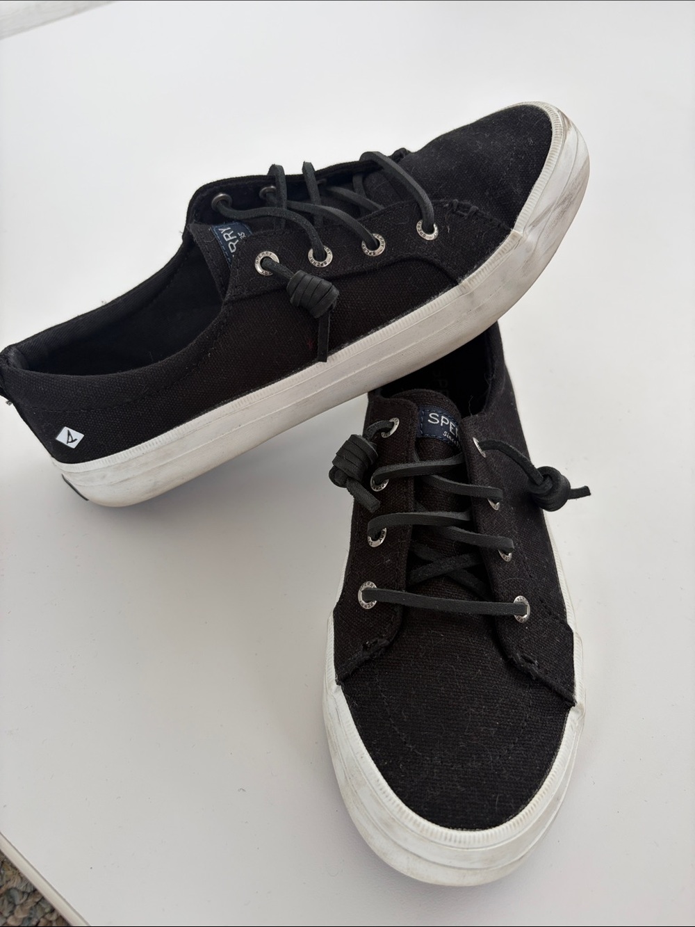 Sperry Crest Vibe Women’s Black Canvas Lace Up Sneakers Size 7.5